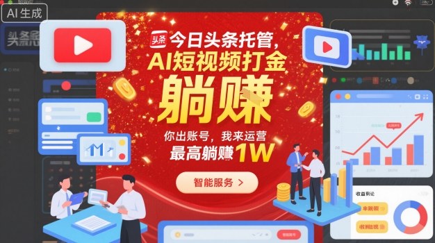 今日头条托管,AI短视频打金,你出账号,我来运营,最高躺賺1W【揭秘】插图 今日头条托管,AI短视频打金,你出账号,我来运营,最高躺賺1W【揭秘】插图