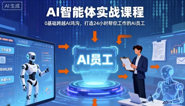 Ai智能体实战课程,0基础跨越Ai鸿沟,打造24小时帮你工作的Ai员工,打破常规,以实战定义Ai-网赚副业网