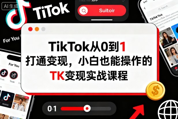 TikTok从0到1打通变现,小白也能操作的TK变现实战课程-网赚副业网