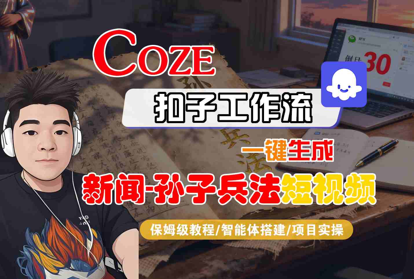 Coze扣子智能体工作流一键生成“新闻-孙子兵法“短视频,全流程保姆级教学-网赚副业网