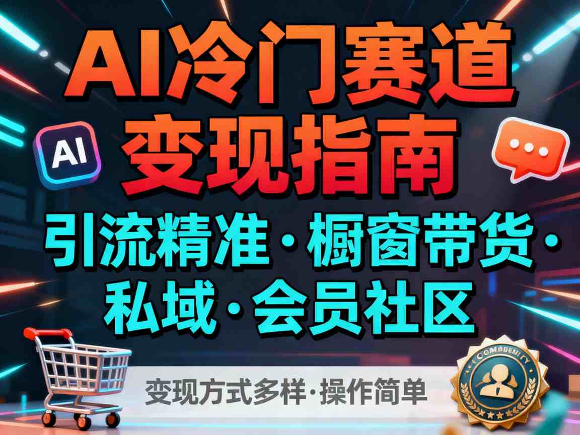 AI冷门赛道,引流精准,橱窗带货+私域+会员社区,变现方式多样,操作简单-网赚副业网
