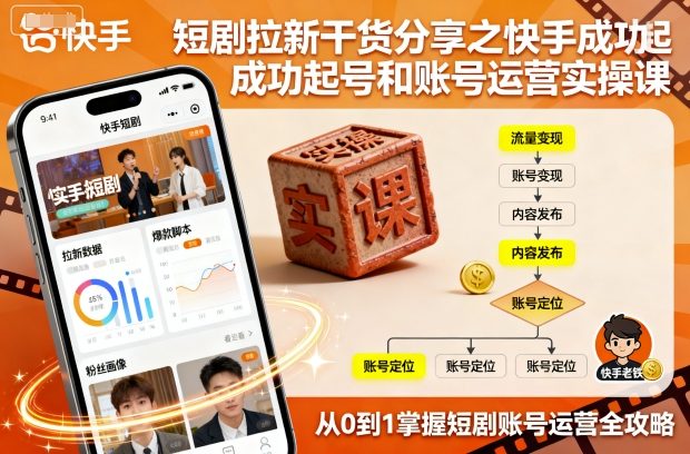 短剧拉新干货分享之快手成功起号和账号运营实操课-网赚副业网