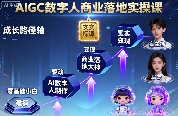 AIGC数字人商业落地实操课，从零基础小白到AI数字人大神-网赚副业网