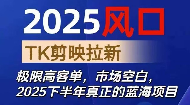2025风口TK剪映capcut拉新项目,极限高客单,市场空白,2025下半年真正的蓝海项目-网赚副业网