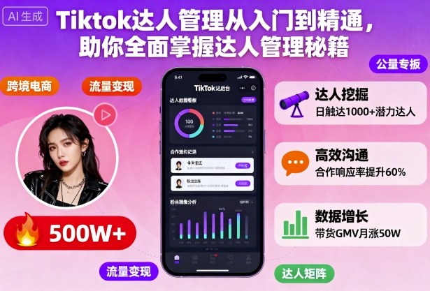 Tiktok达人管理从入门到精通,助你全面掌握达人管理秘籍-网赚副业网