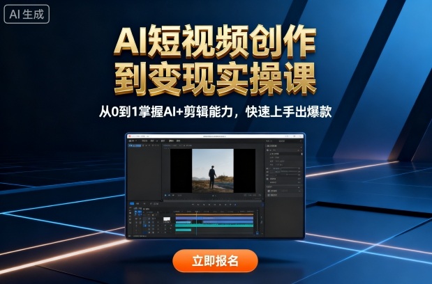 AI短视频创作到变现实操课,从0到1掌握AI+剪辑能力,快速上手出爆款(更新10月)-网赚副业网