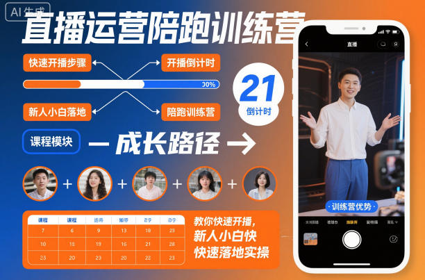 直播运营陪跑训练营,教你快速开播,新人小白快速落地实操-网赚副业网