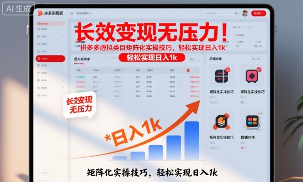 长效变现无压力!拼多多虚拟类目矩阵化实操技巧,轻松实现日入1k【揭秘】-网赚副业网