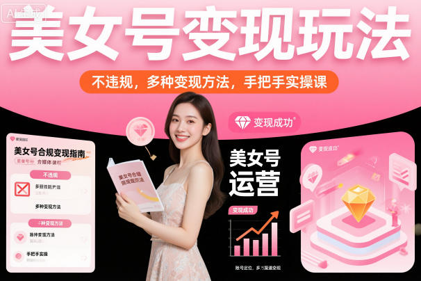 美女号变现玩法,不违规,多种变现方法,手把手实操课-网赚副业网