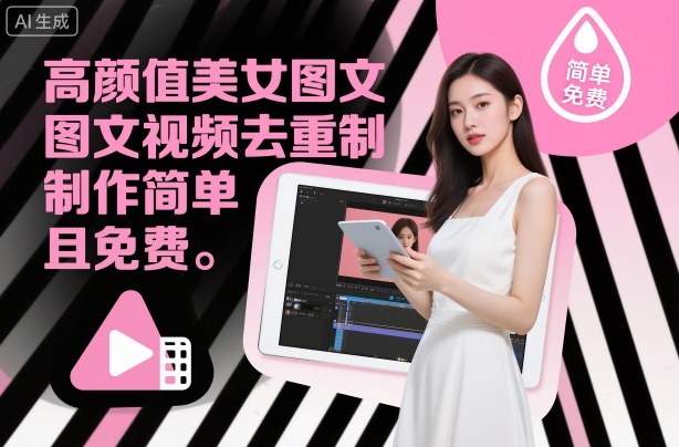 高颜值美女图文视频去重制作教学,制作简单且免费-网赚副业网