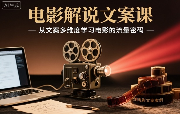 电影解说文案课，从文案多维度学习电影的流量密码-网赚副业网
