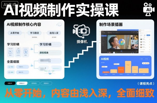 AI视频制作实操课,从零开始,内容由浅入深,全面细致-网赚副业网