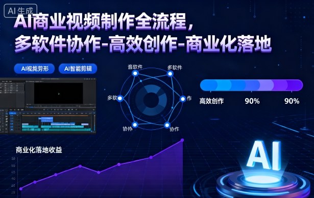 AI商业视频制作全流程,多软件协作-高效创作-商业化落地-网赚副业网