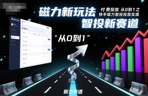 付费投放从0到1之快手磁力智投投放实操,磁力新玩法,智投新赛道-网赚副业网