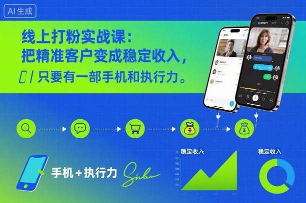 线上打粉实战课:把精准客户变成稳定收入,只要有一部手机和执行力-网赚副业网