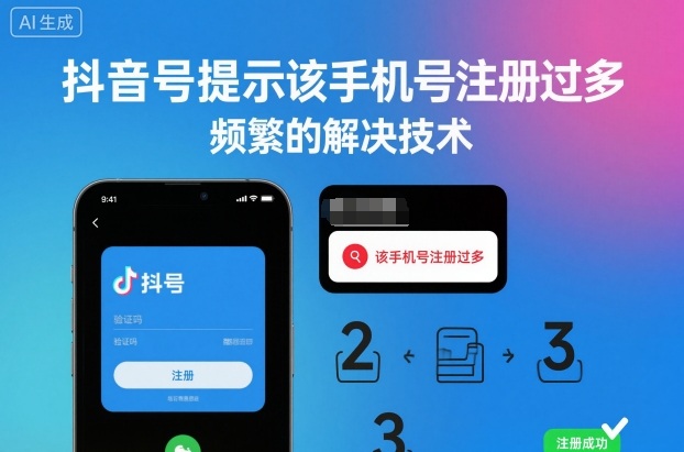 抖音号提示该手机号注册过多，频繁的解决技术-网赚副业网