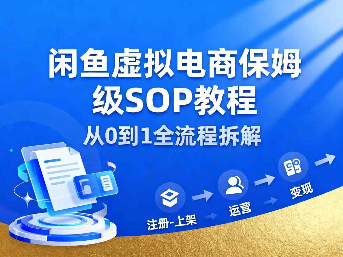 闲鱼虚拟电商,月入轻松过1W,保姆级SOP教程-网赚副业网