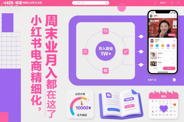 小红书电商精细化运营全流程,周末副业月入1W+,全套方法都在这了-网赚副业网