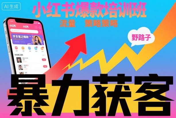 小红书爆款培训班,小红书获客野路子流量打法,暴力持续获客-网赚副业网
