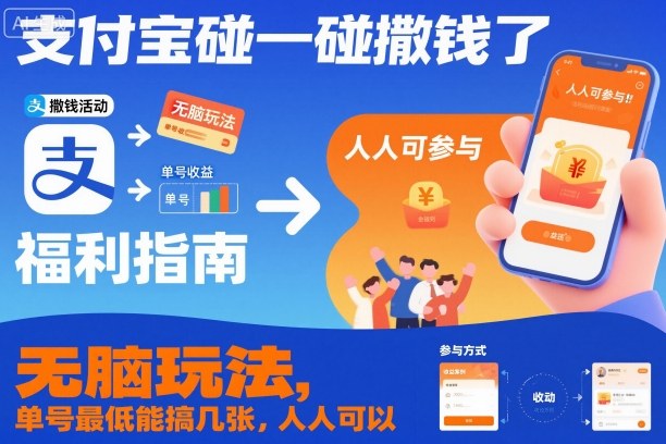 支付宝碰一碰撒钱了,无脑玩法,单号最低能搞几张,人人可以撸【揭秘】-网赚副业网
