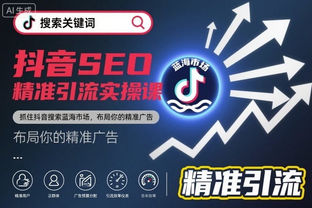 抖音SEO精准引流实操课,抓住抖音搜索蓝海市场,布局你的精准广告-网赚副业网