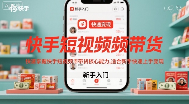 快手短视频带货,快速掌握快手短视频带货核心能力,适合新手快速上手变现-网赚副业网