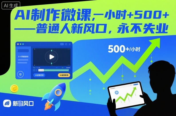 AI制作微课,一小时5张+,普通人新风口,永不失业-网赚副业网