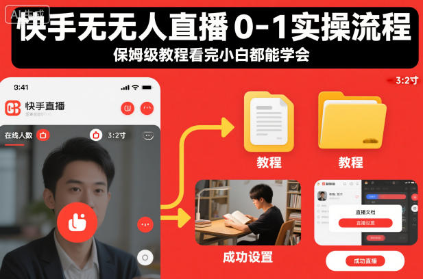 快手无人直播0-1实操流程,保姆级教程看完小白都能学会-网赚副业网
