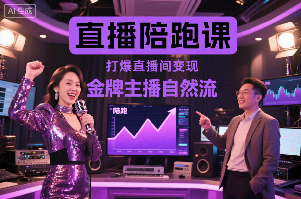 直播陪跑课，金牌主播自然流打爆直播间，复制高变现玩法-网赚副业网