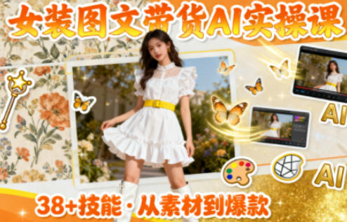 女装图文带货的AI实操课,覆盖38个实用技能,快速提升素材制作效率-网赚副业网