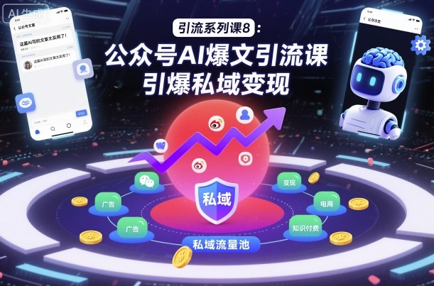 引流系列课8:公众号AI爆文引流课,引爆私域变现-网赚副业网