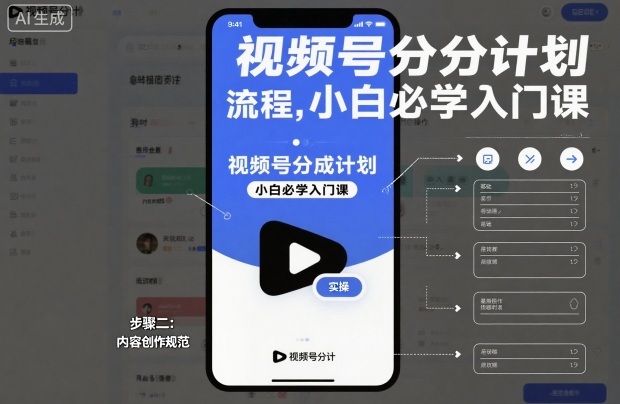 视频号分成计划实操流程,小白必学入门课-网赚副业网