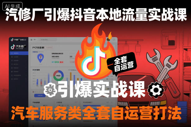 汽修厂引爆抖音本地流量实战课,汽车服务类全套自运营打法-网赚副业网