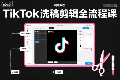 TikTok洗稿剪辑全流程课,PR洗稿剪辑全流程,TK洗稿运营课-网赚副业网