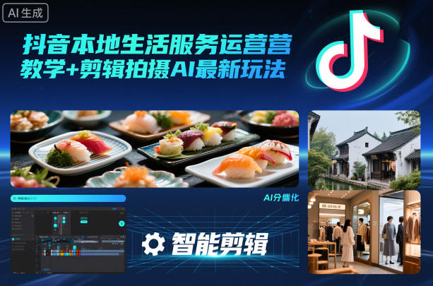 抖音本地生活服务运营教学+剪辑拍摄AI最新玩法-网赚副业网
