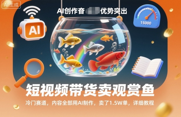 短视频带货卖观赏鱼,冷门赛道,内容全部用AI制作,卖了1.5W单,详细教程-网赚副业网