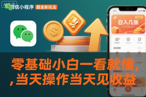 微信小程序掘金新玩法,日入几张,零基础小白一看就懂,当天操作当天见收益【揭秘】-网赚副业网