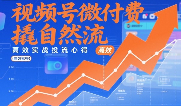 视频号微付费撬自然流,高效实战投流心得-网赚副业网