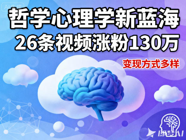 短视频新蓝海,哲学心理学赛道,26条视频涨粉130W,变现方式多样-网赚副业网