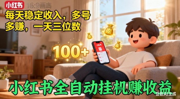 小红书自动挂G賺收益,每天稳定收入,多号多賺,一天三位数【揭秘】-网赚副业网