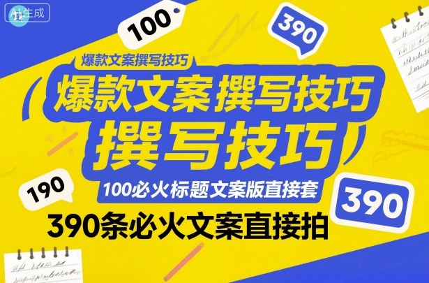 爆款文案撰写技巧,100个必火标题文案模版直接套,390条必火文案直接拍-网赚副业网