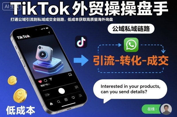 TikTok外贸操盘手,打通公域引流到私域成交全链路,低成本获取高质量海外询盘-网赚副业网