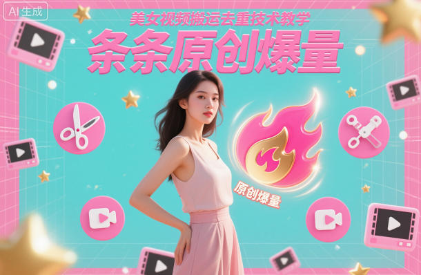 美女视频搬运去重技术教学,条条原创爆量-网赚副业网