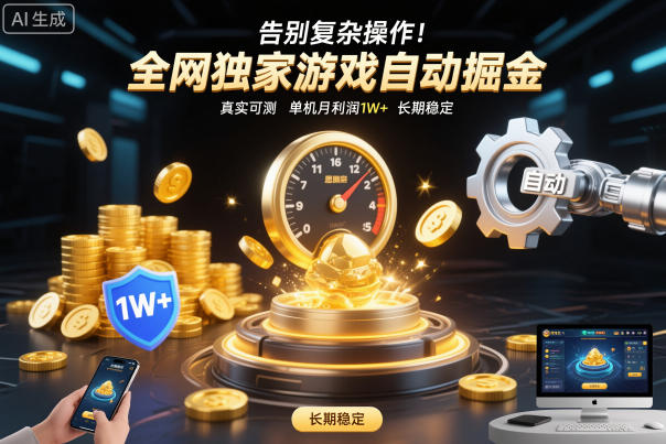 告别复杂操作！全网独家游戏自动掘金，真实可测，单机月利润1W+，长期稳定【揭秘】-网赚副业网