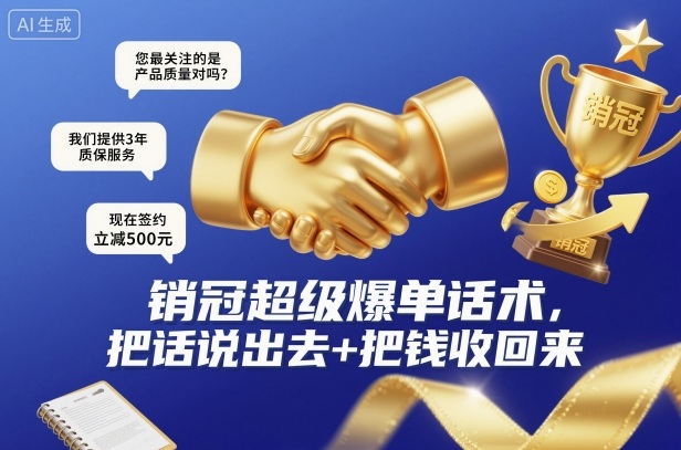 销冠超级爆单话术,把话说出去+把钱收回来-网赚副业网