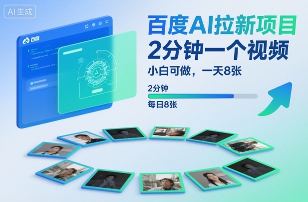 百度AI拉新项目,2分钟一个视频,小白可做,一天8张【附案例+保姆级教程】-网赚副业网