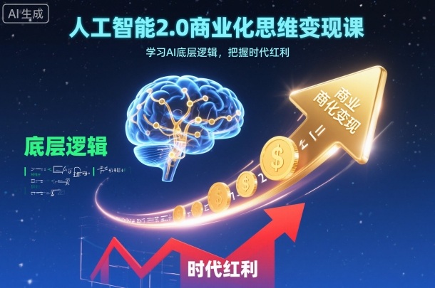 人工智能2.0商业化思维变现课,学习AI底层逻辑,把握时代红利-网赚副业网