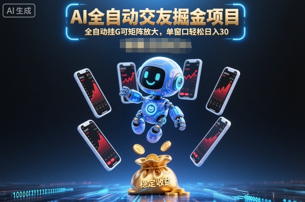 AI全自动交友掘金项目,全自动挂G可矩阵放大,单窗口轻松日入30+【揭秘】-网赚副业网