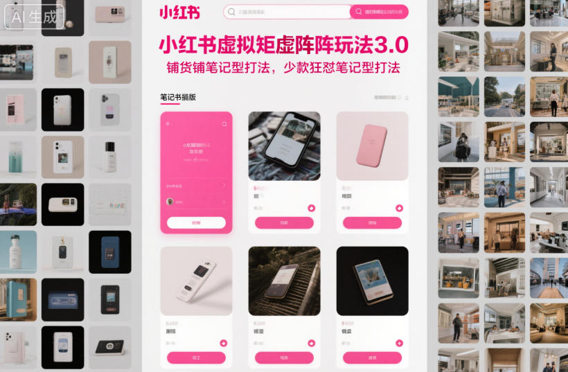 小红书虚拟矩阵玩法3.0,铺货铺笔记型打法,少款狂怼笔记型打法-网赚副业网