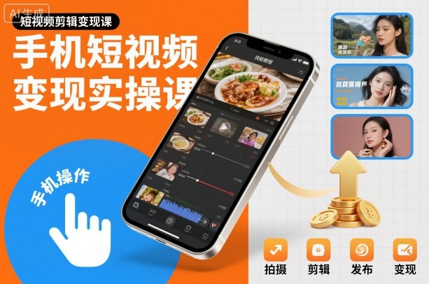 手机短视频变现实操课,短视频剪辑变现课-网赚副业网